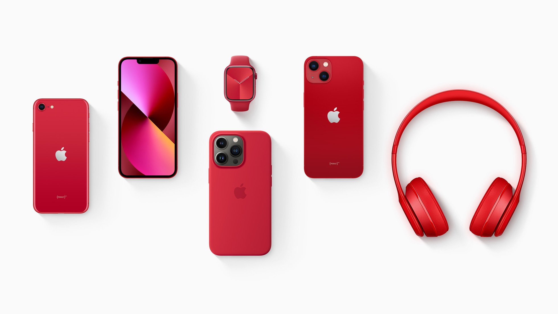 Red-colored Apple devices