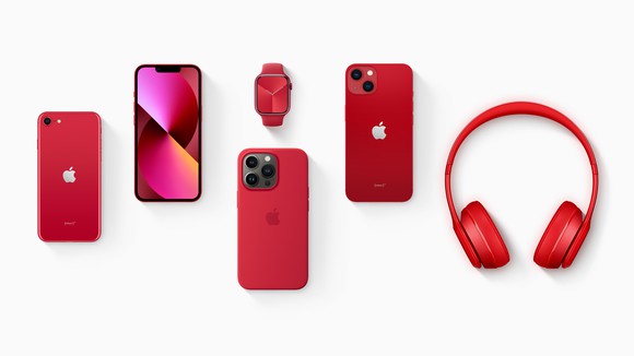 Red-colored Apple devices