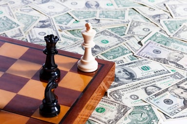 chess board and cash 