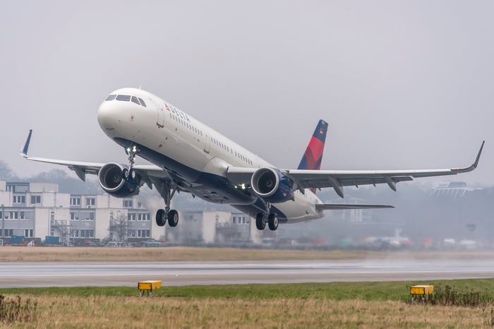 A Delta plane takes flight.