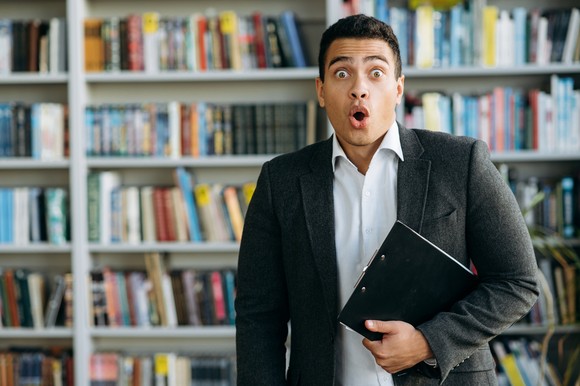 A store patron stares in disbelief.