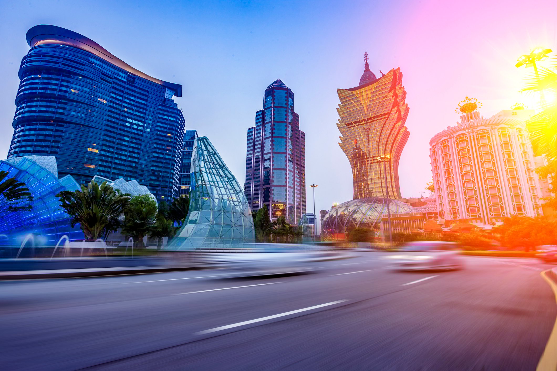 Macao's casino skyline during the day. 
