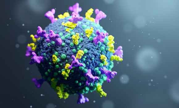 Close up image of the novel coronavirus.
