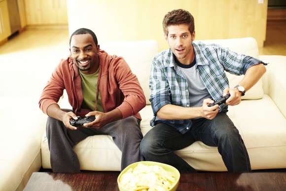 Two people playing a video game.