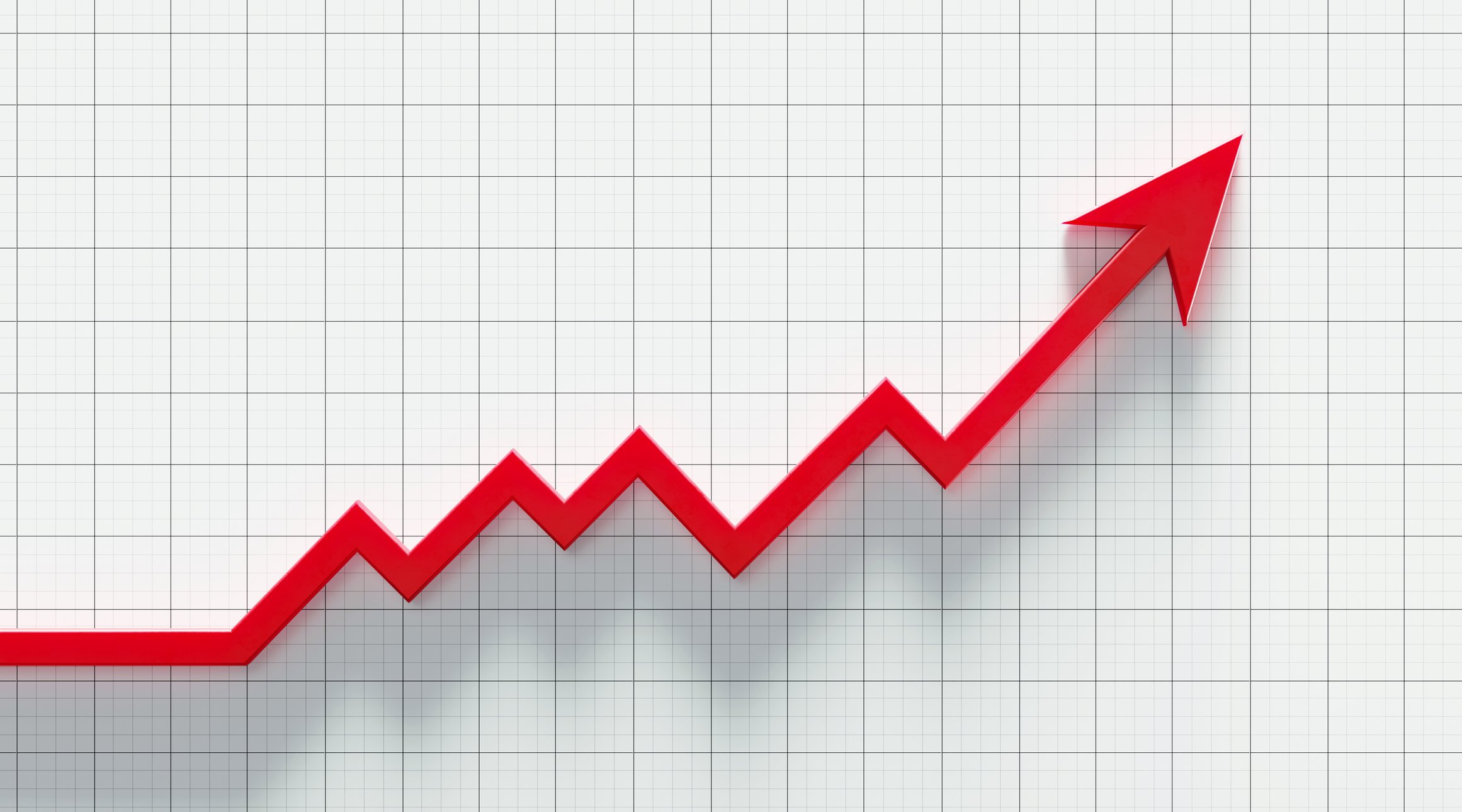 Red line with arrow trending up.
