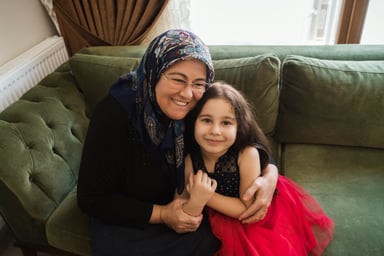 family child grandparent hug love support