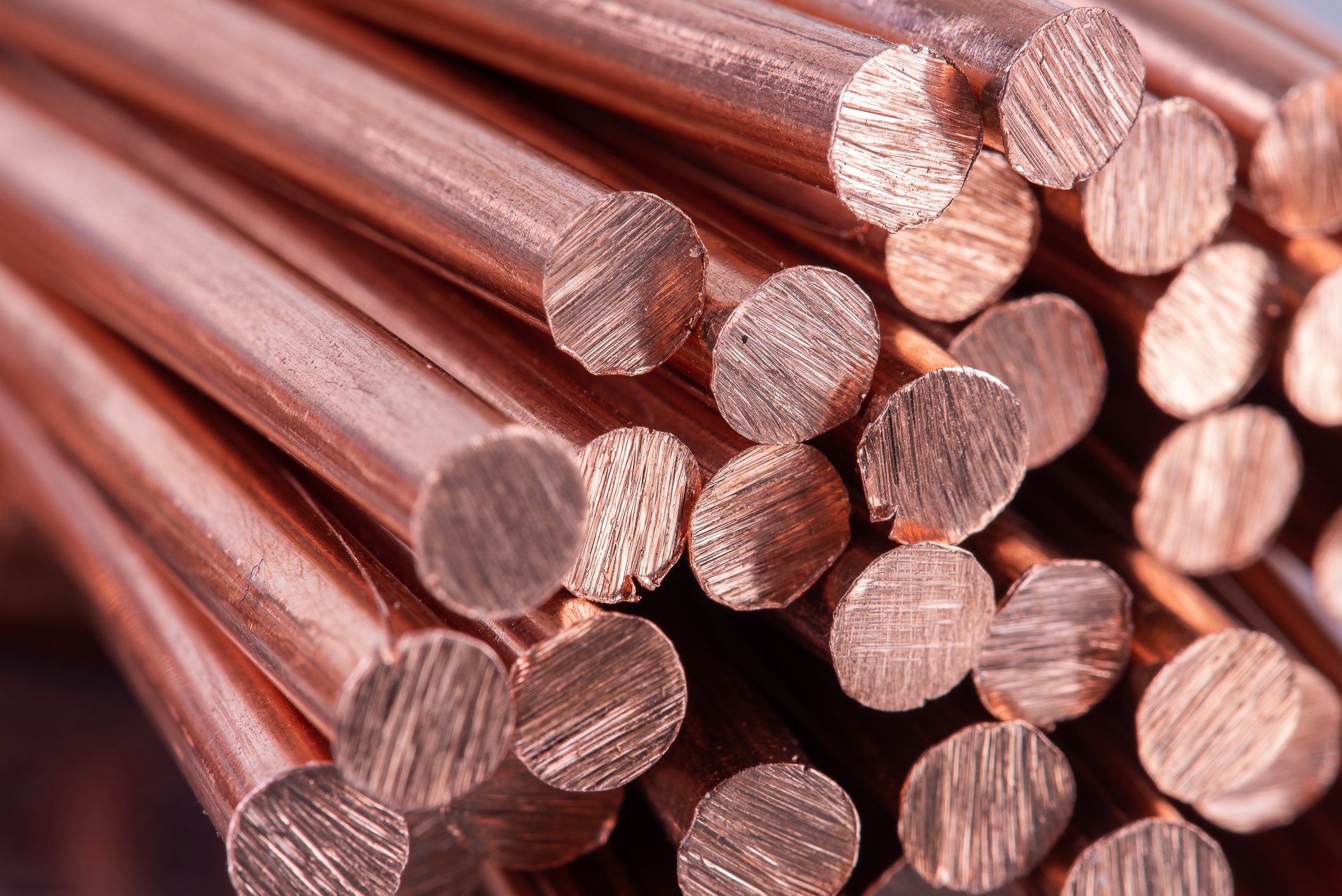 Piles of copper rods.