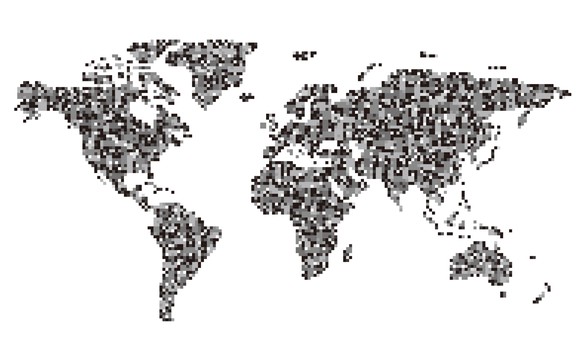 A pixelated map of the real world.