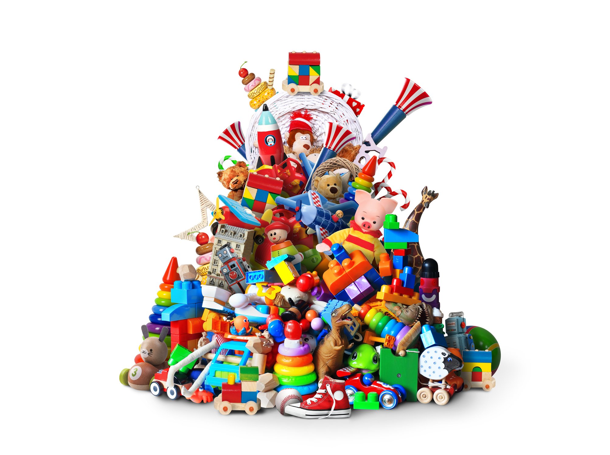 A pile of children's toys. 