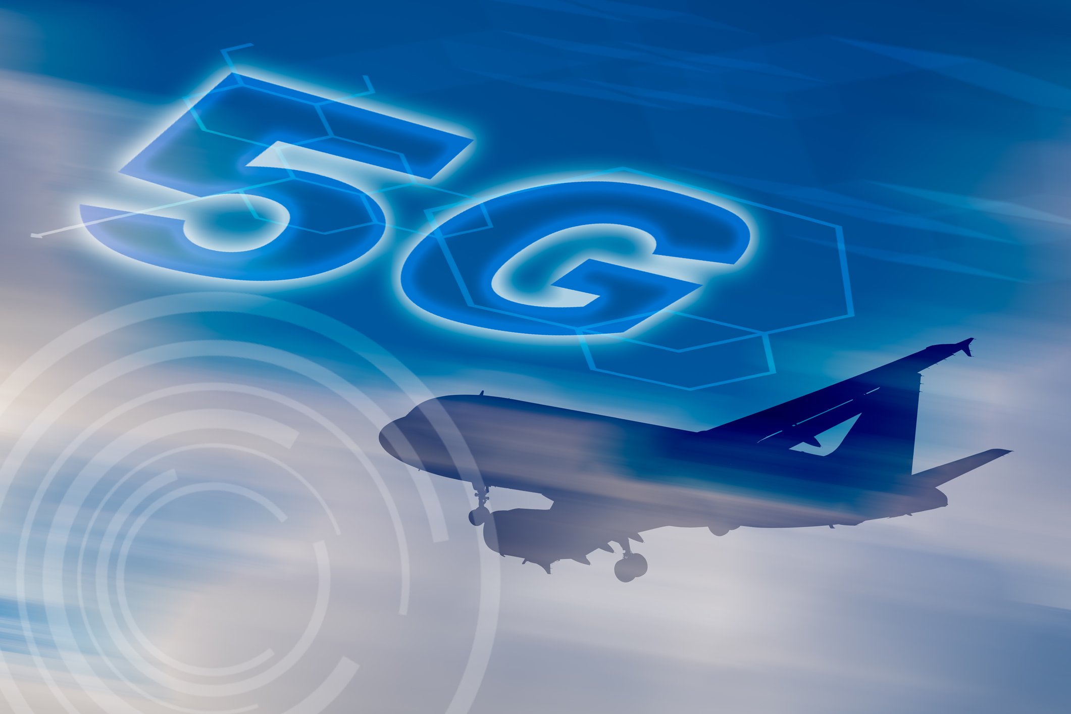 5G written in sky by airplane getty images