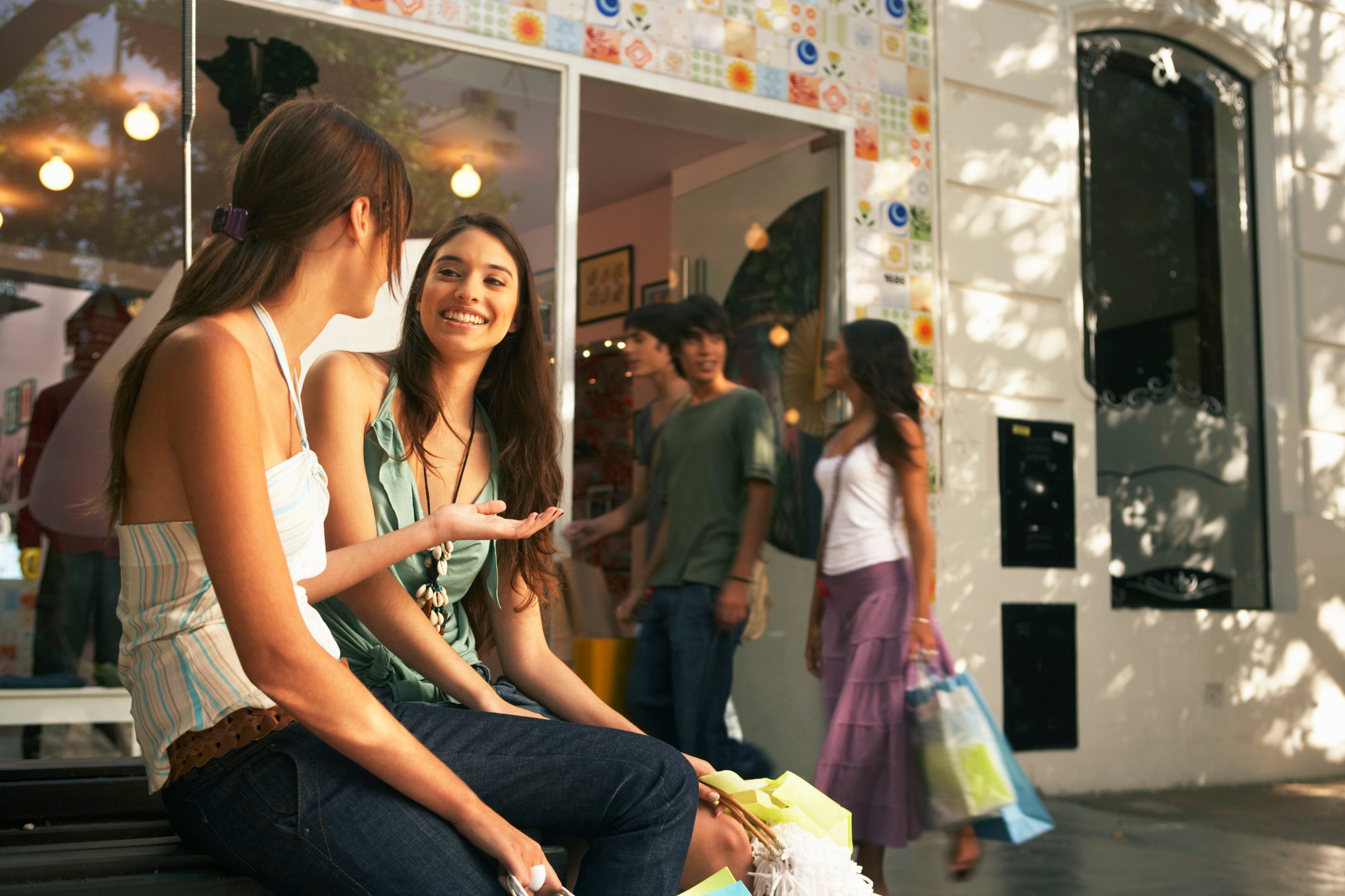 Teen girls in a mall