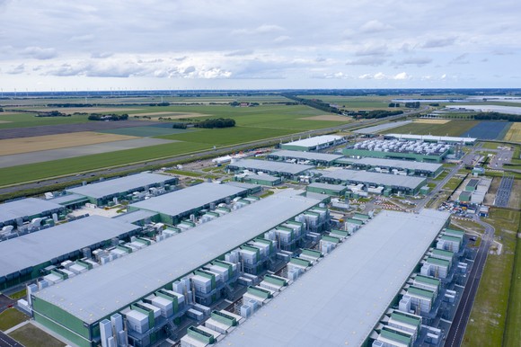 A data center facility in a rural area.