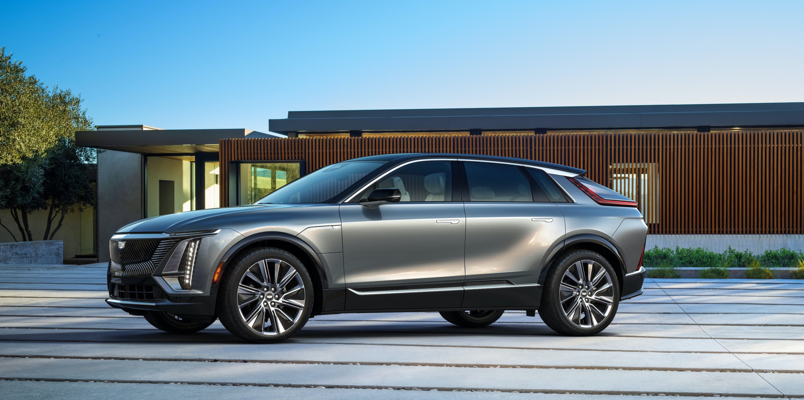 A 2023 Cadillac Lyriq, a battery-electric luxury crossover SUV. 