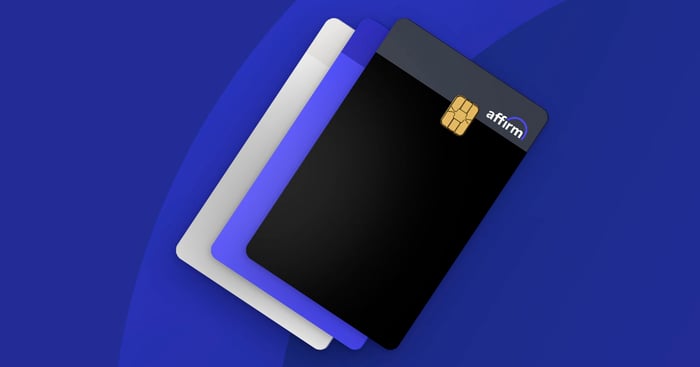 A black Affirm card on top of other credit cards.