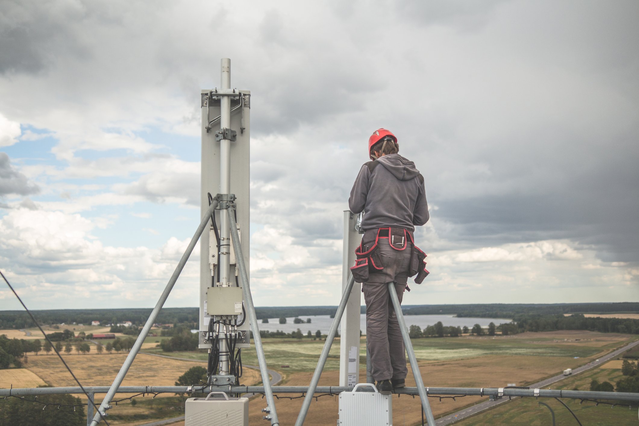 Person working on cell towers.