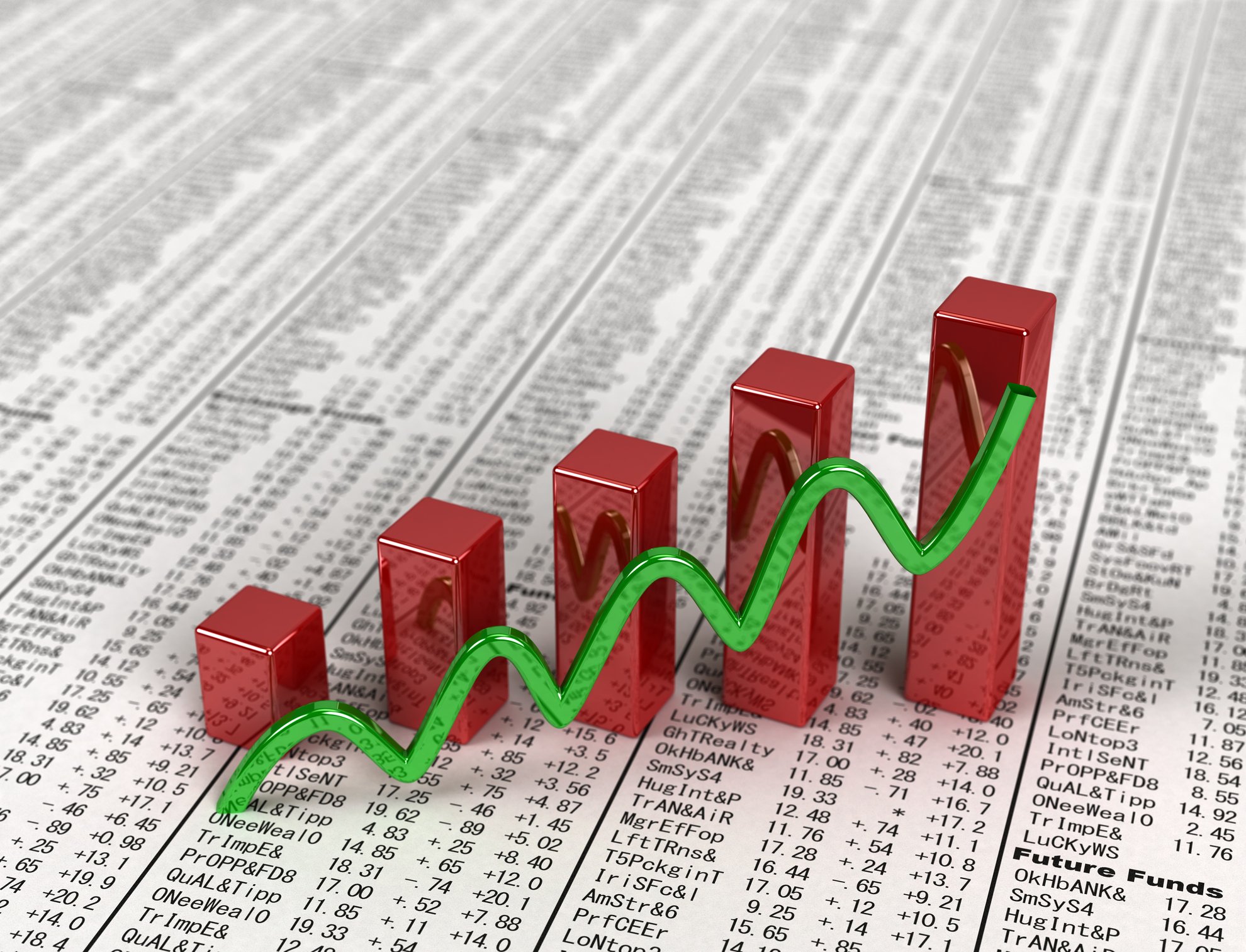 Financial Newspaper Graph Showing Gains Getty