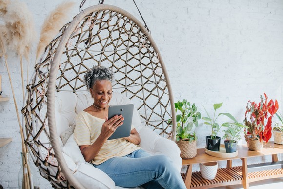 A person using a tablet.