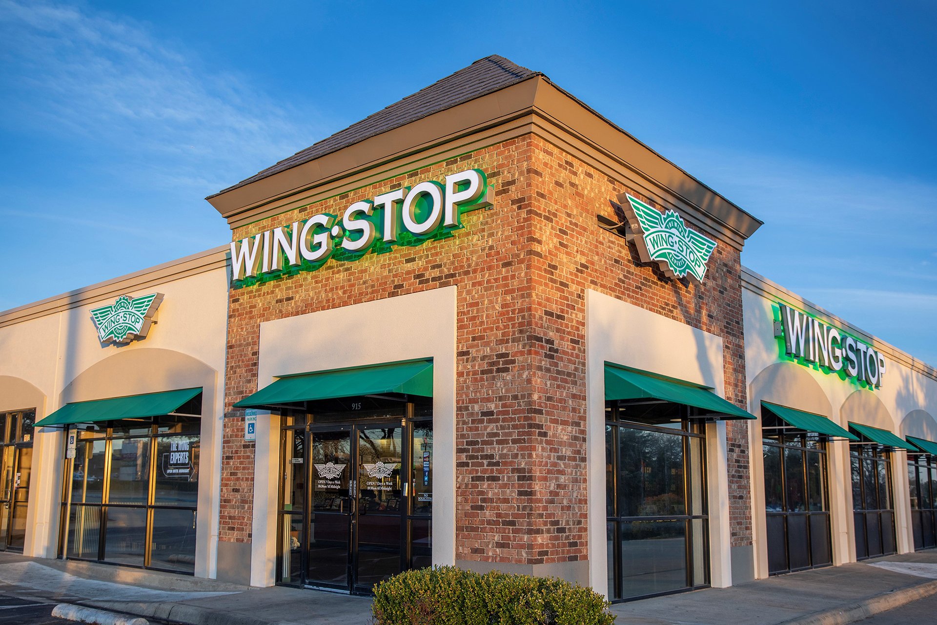 The exterior of a Wingstop location.
