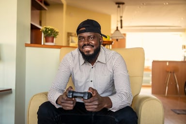 adult playing video games