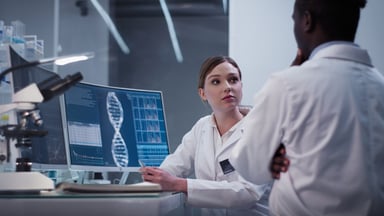 Scientists studying DNA.