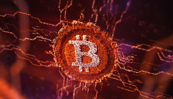 The Bitcoin logo in orange