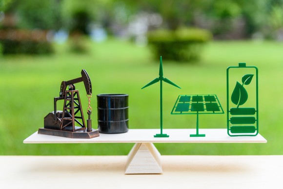 Oil and gas assets on a balance with renewable energy assets. 