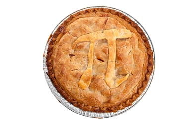 The mathematical symbol for pi baked onto a pie