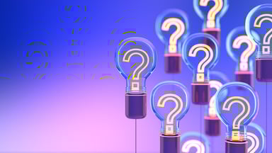 Question marks appear inside numerous light bulbs.
