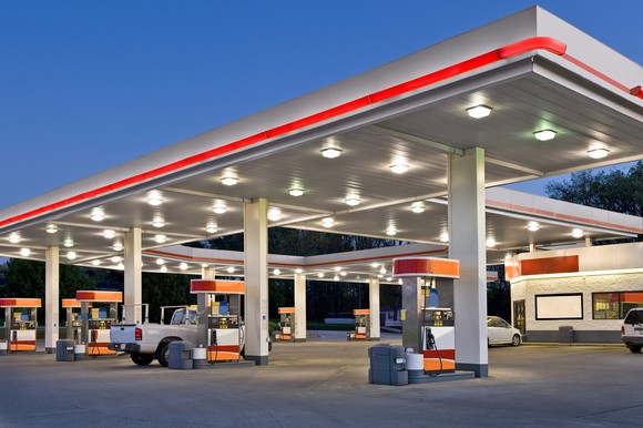 A gas station.