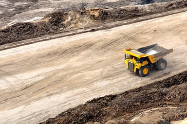 A hauling truck at a mining pit.