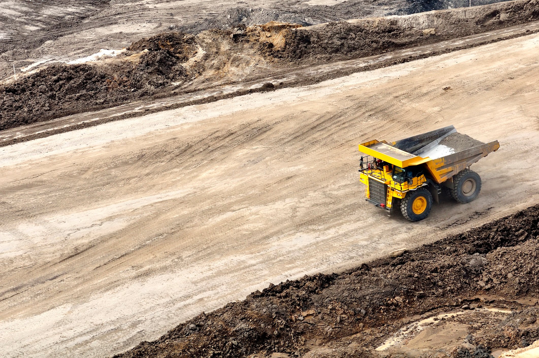 A hauling truck at a mining pit.