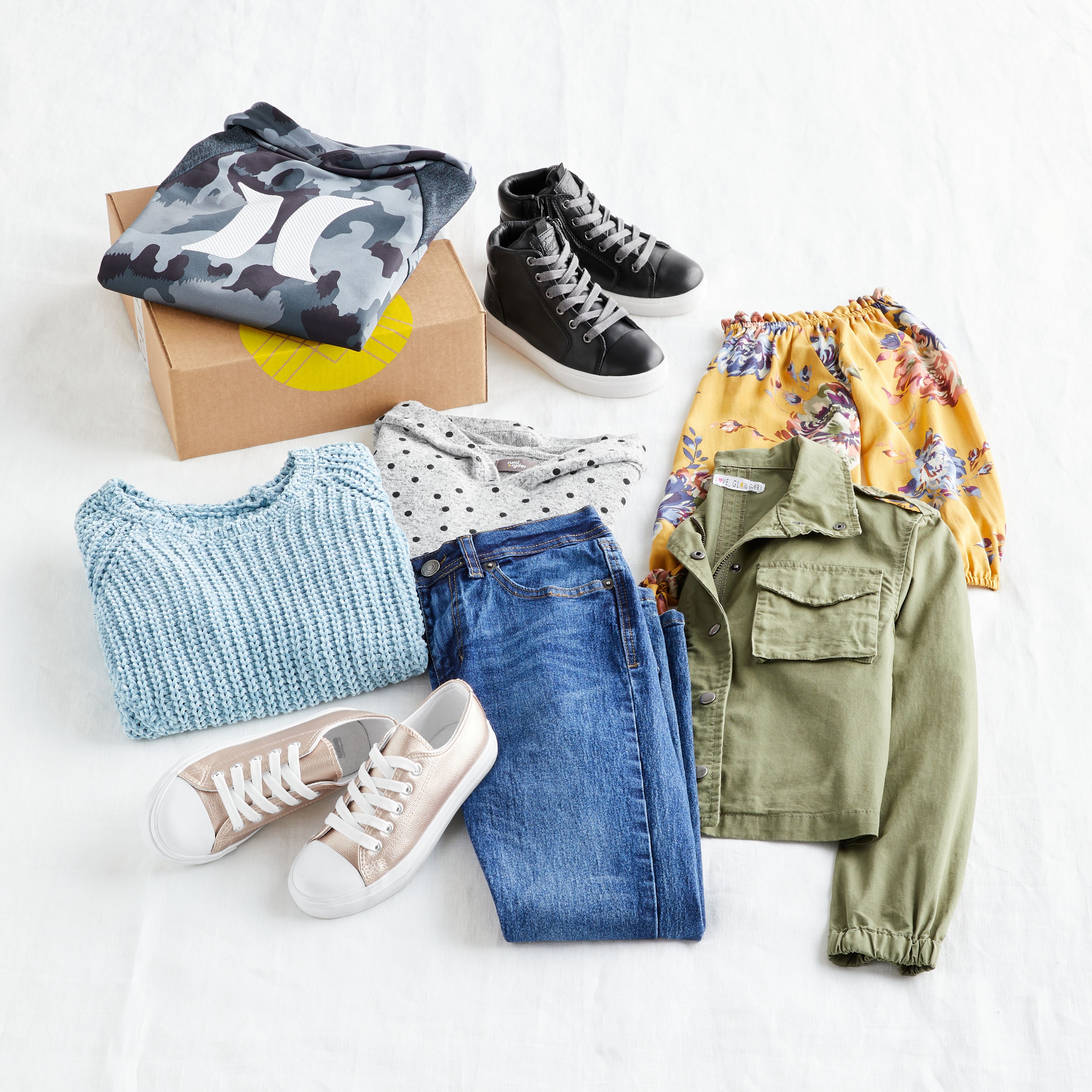 Some clothing options are on display from the Stitch Fix kids collection