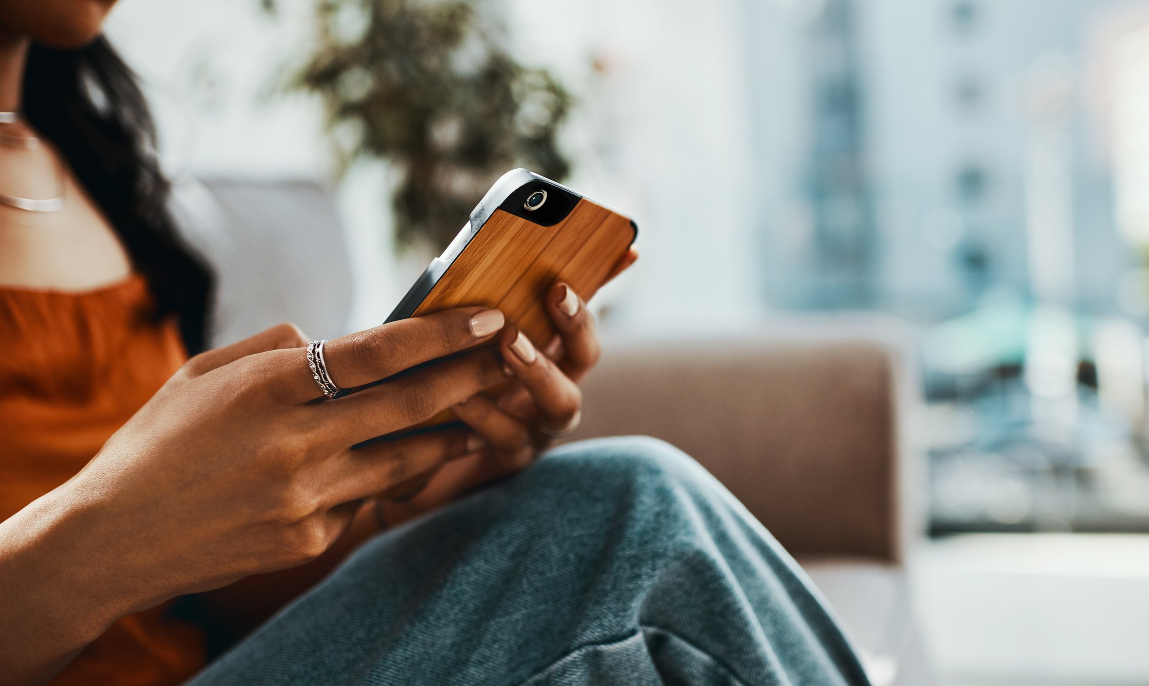 woman using phone
