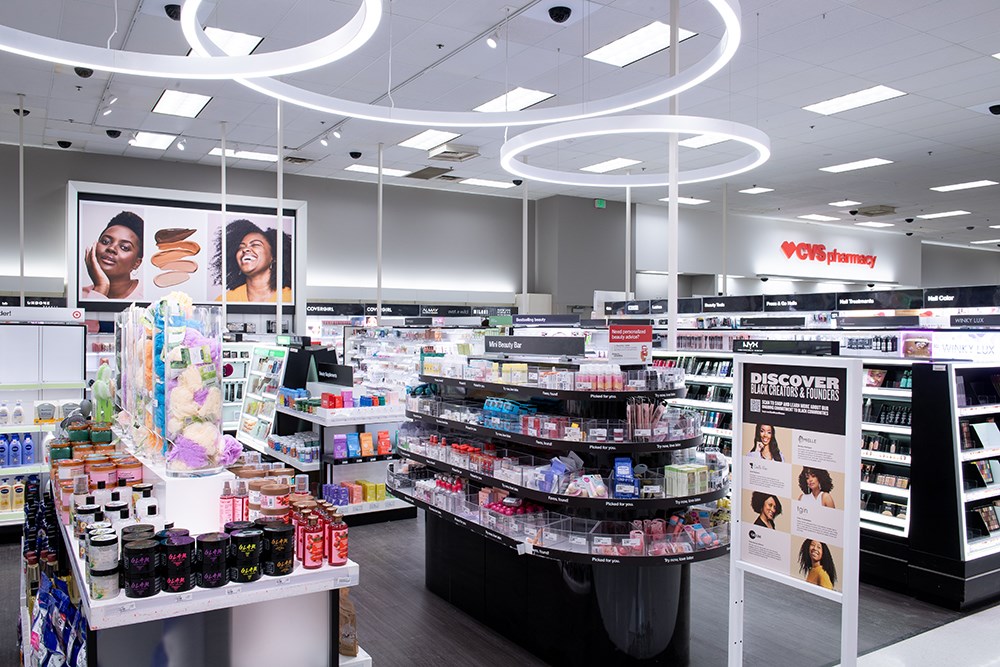 Target's beauty assortment inside a store.