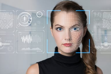 woman and facial recognition technology