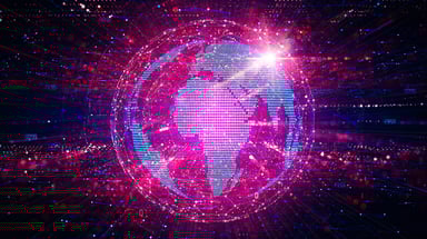 digital globe surrounded by blockchains