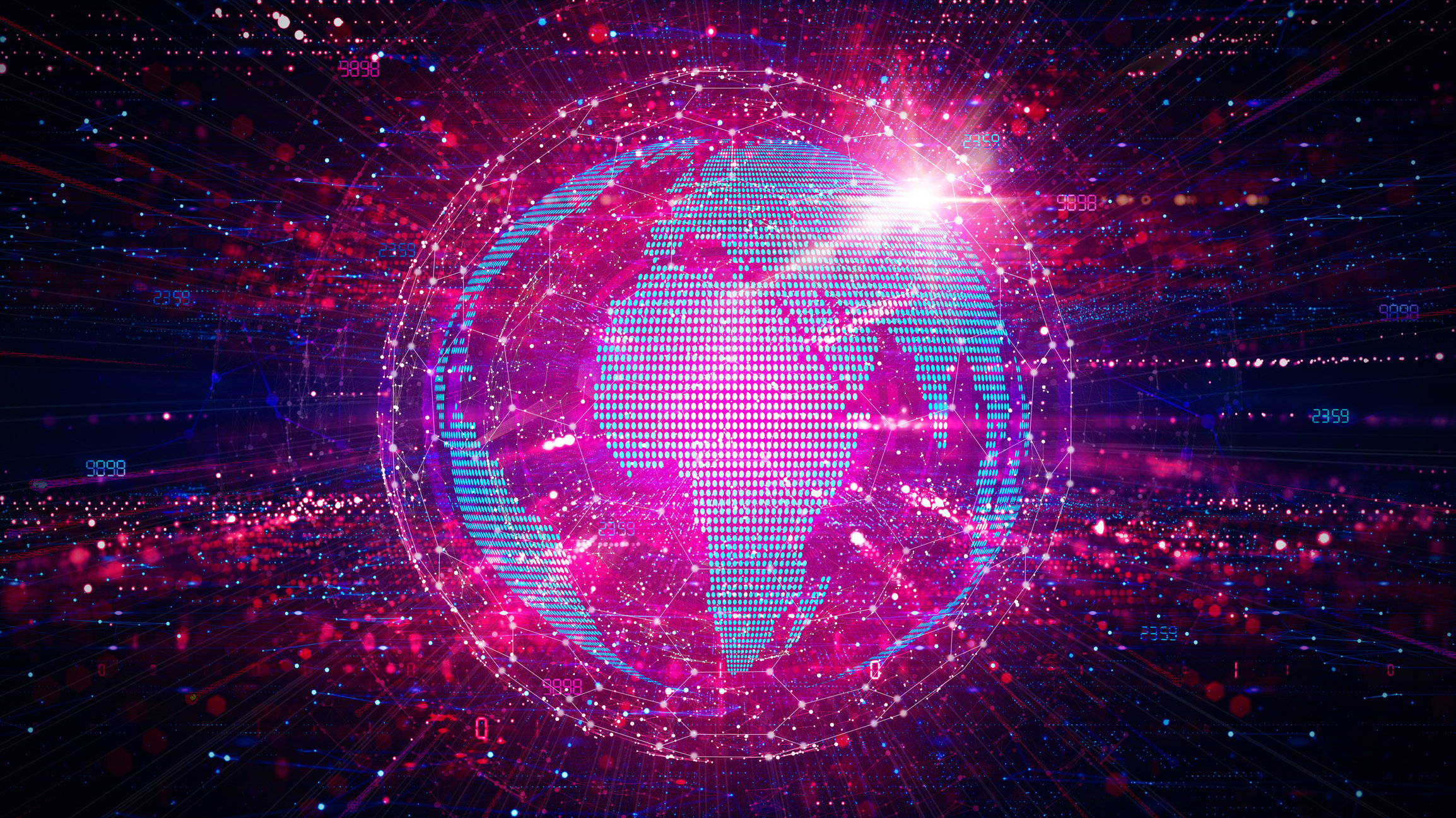 digital globe surrounded by blockchains