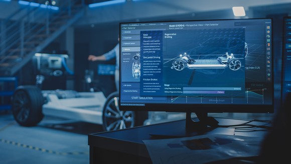 Car being designed on a computer.