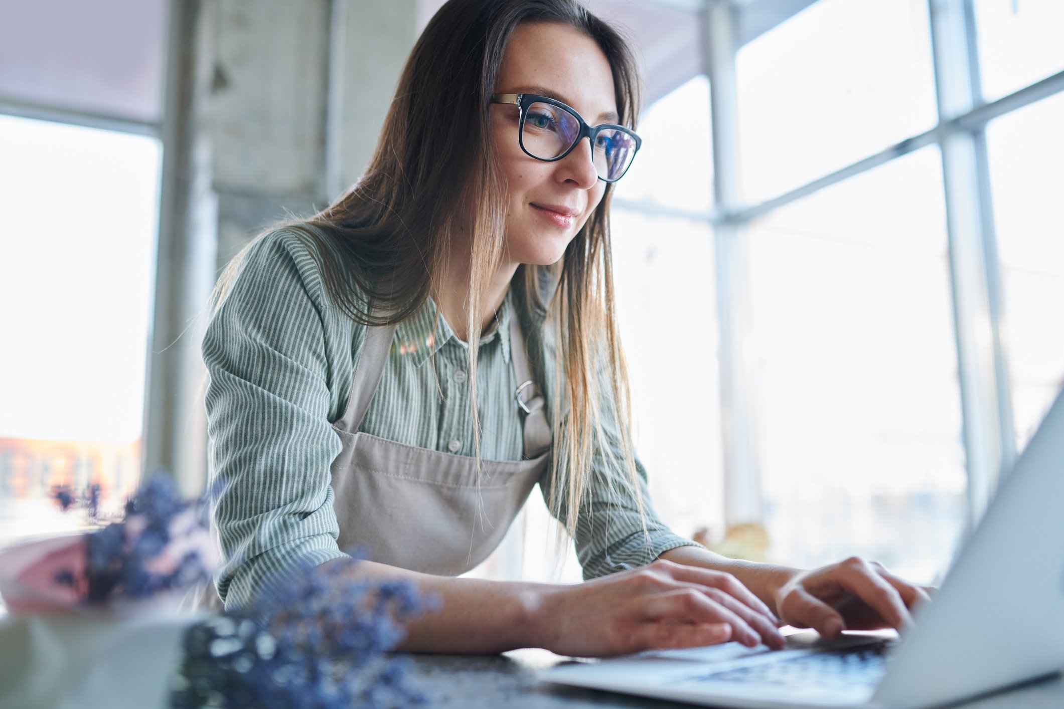 A person using a computer.