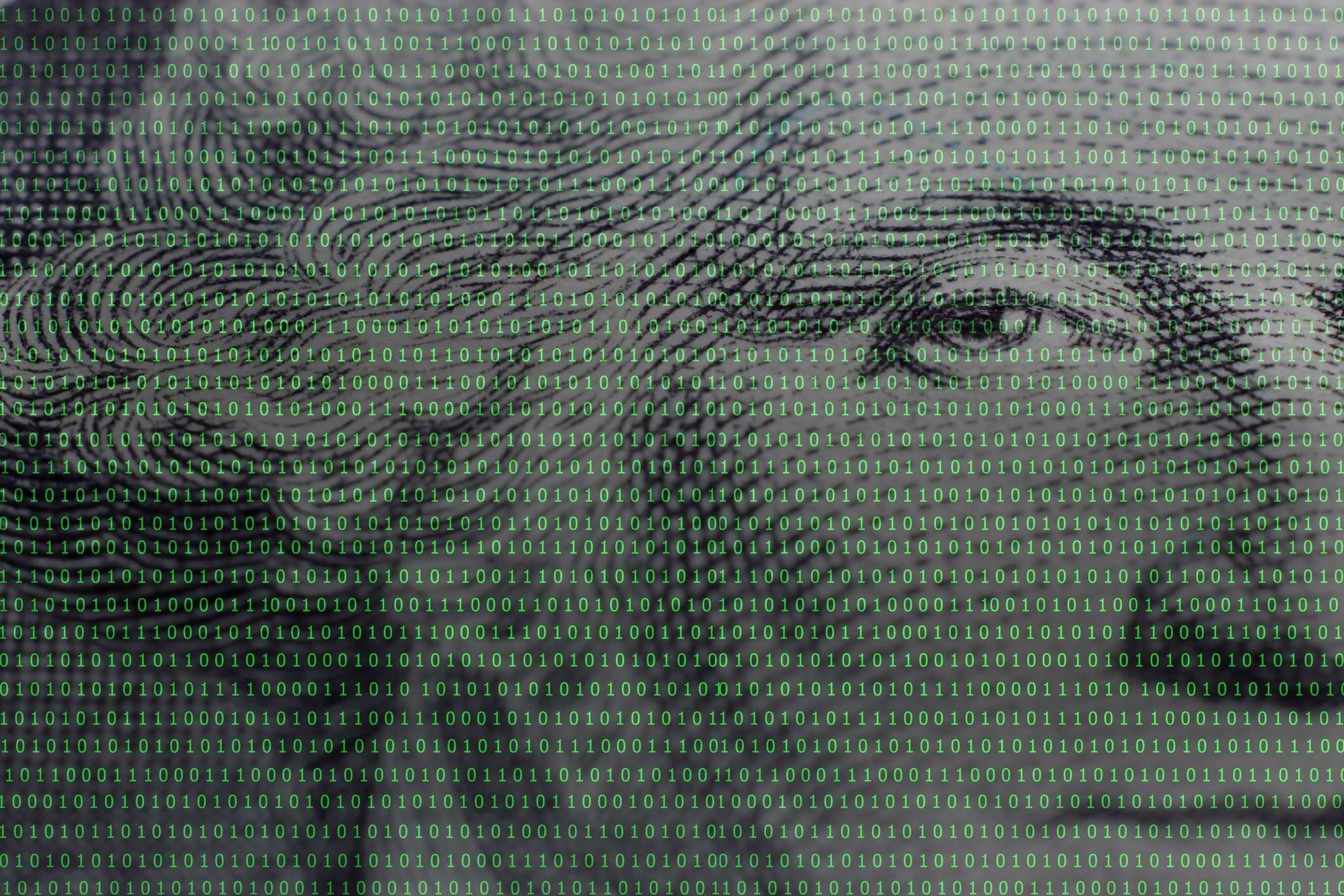 Digital-looking hundred dollar bill.