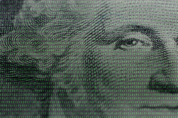Digital-looking hundred dollar bill.