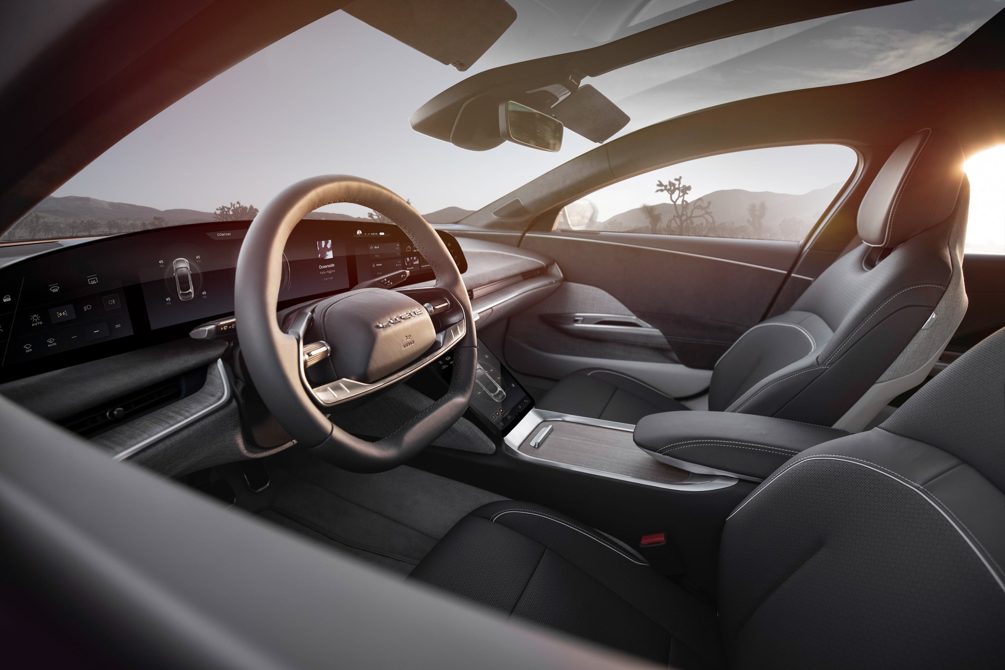 Interior of the Lucid Air electric sedan.