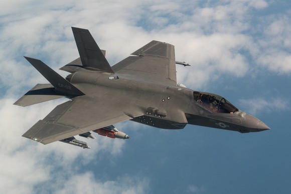 A Lockheed F-35 in flight.