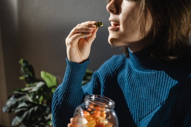 CBD gummy, woman
