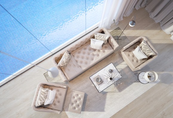 Living room as seen from above. 