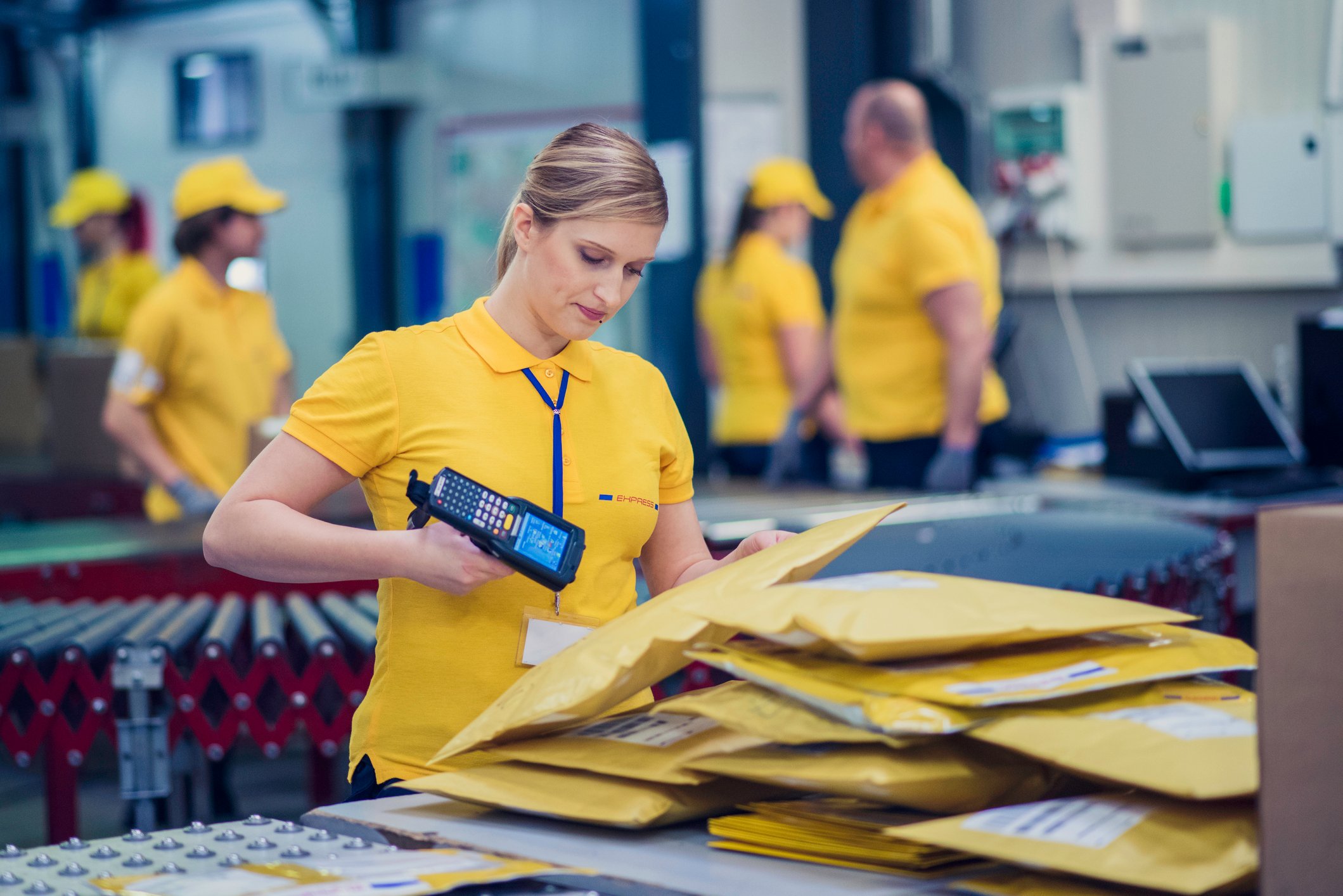 people processing packages