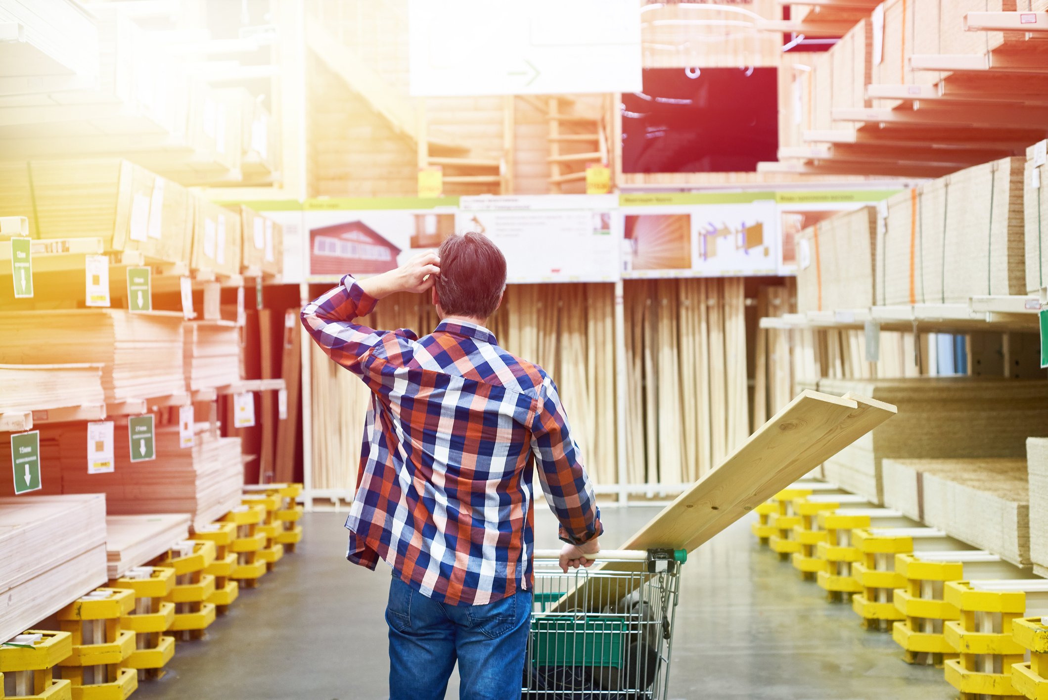 Person shopping in a home improvement store.