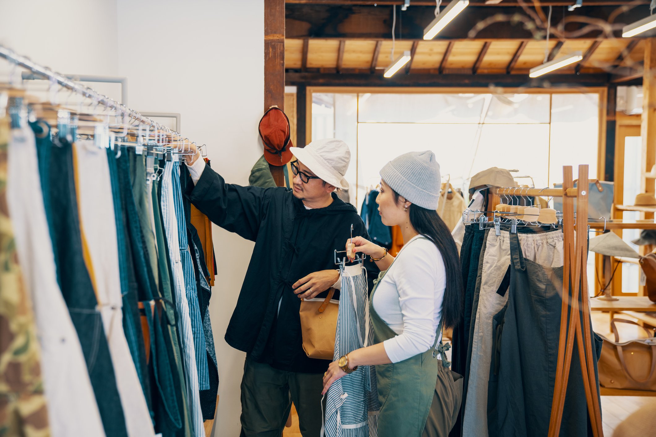 People shopping in a department store.