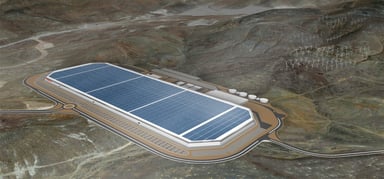 Artist rendering of a Tesla gigafactory. IS TSLA.