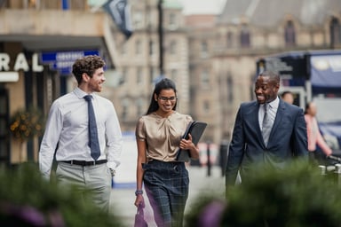 Smiling Office Workers Outside